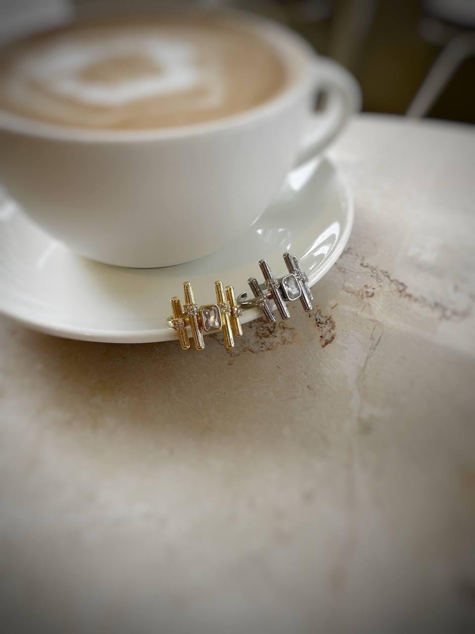 Baget Taşlı Asimetrik Yüzük