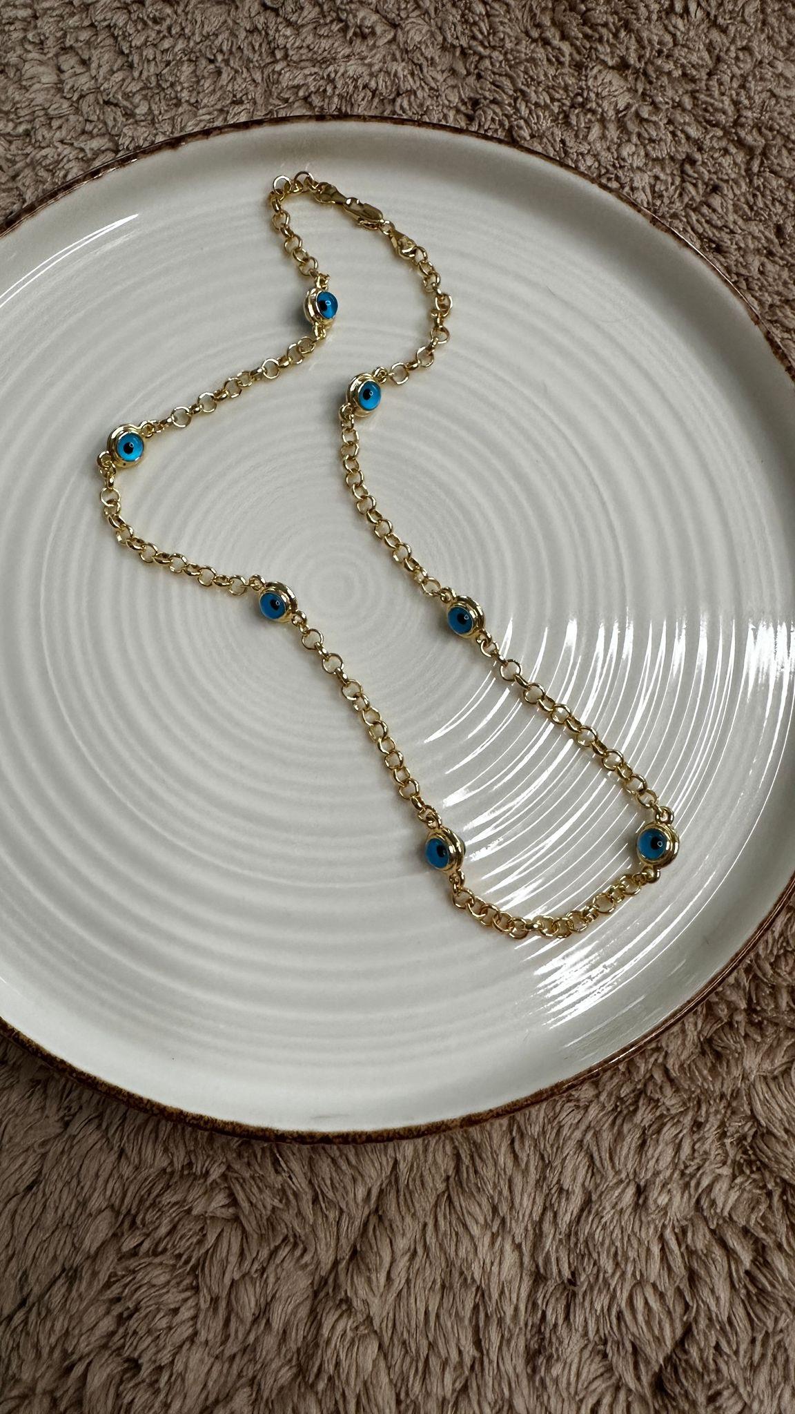 Beşli Nazar Boncuğu Kolye