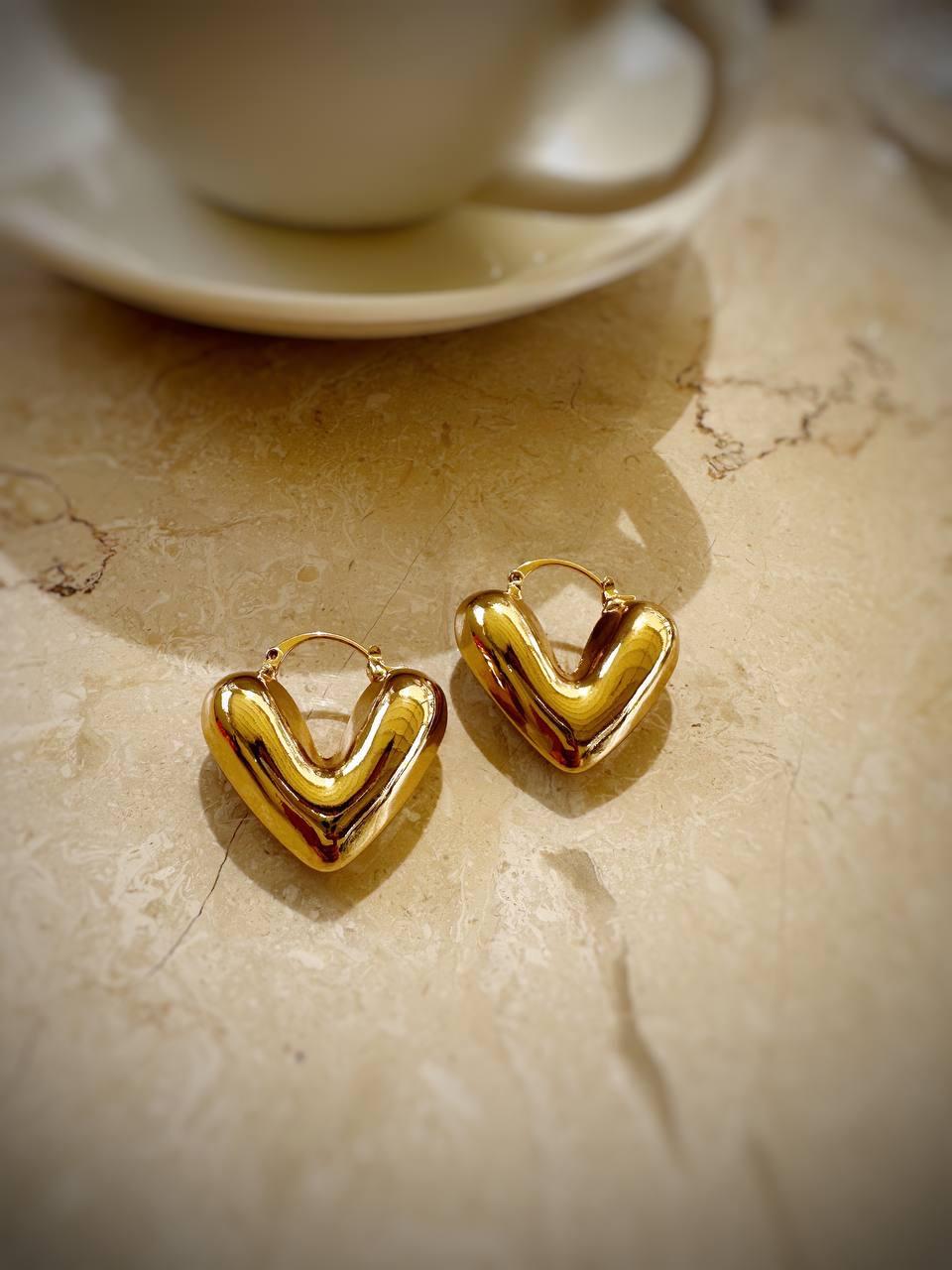 Bombeli Kalp Çelik Küpe