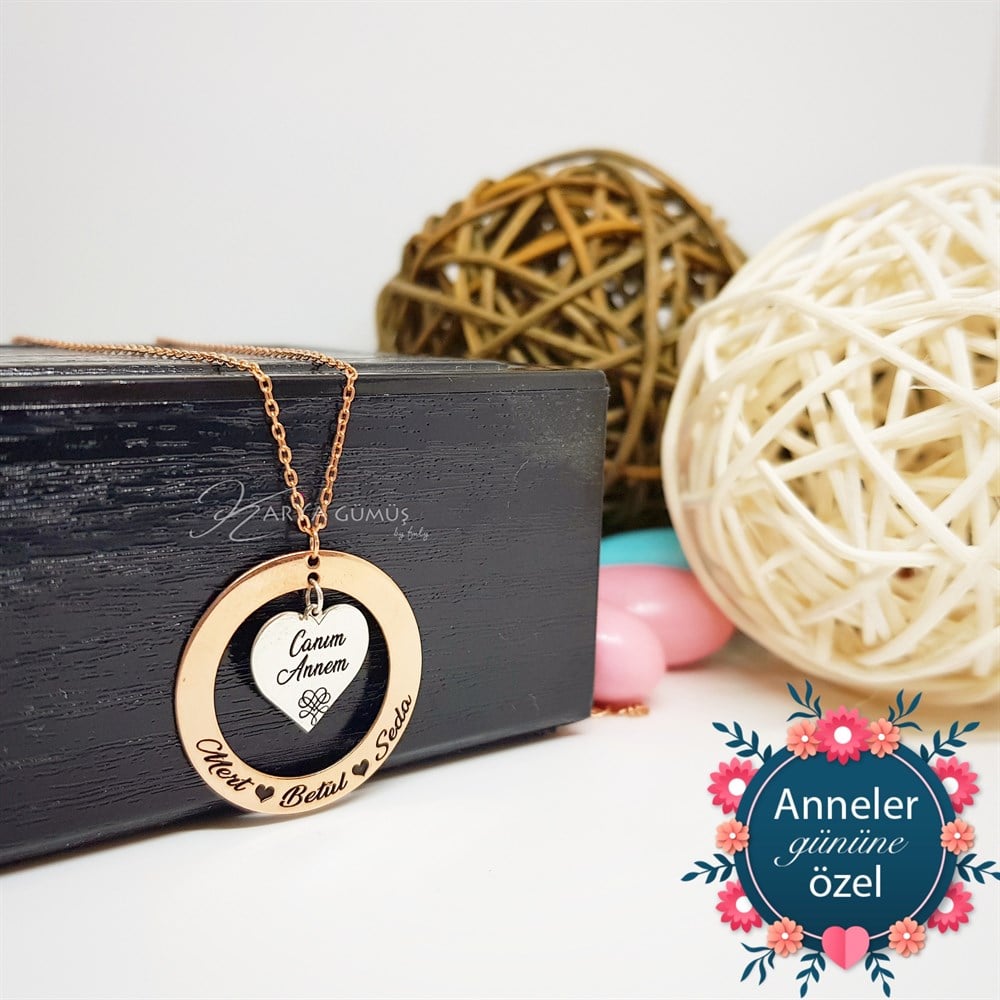 Canım Annem Çember Kalpli Gümüş Kolye