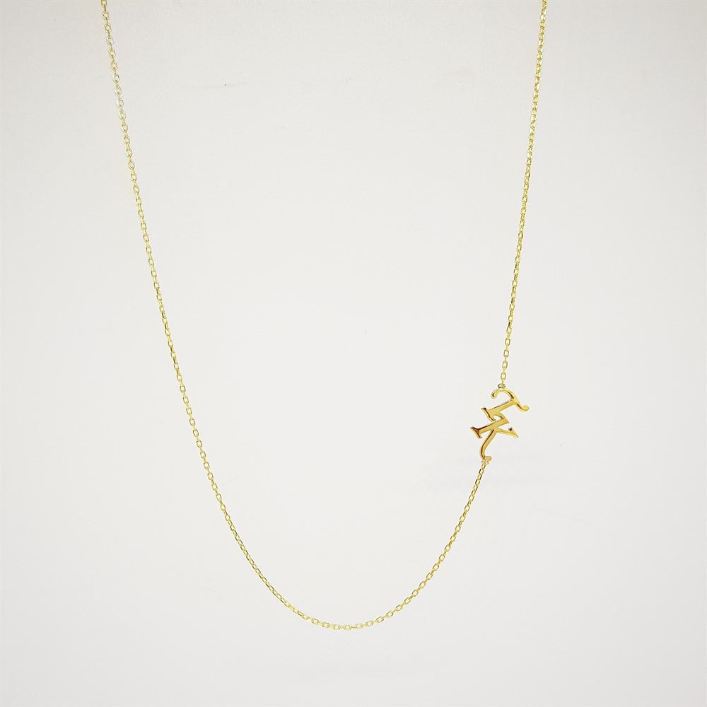 ÇAPRAZ İKİLİ HARF KEMİK GÜMÜŞ KOLYE