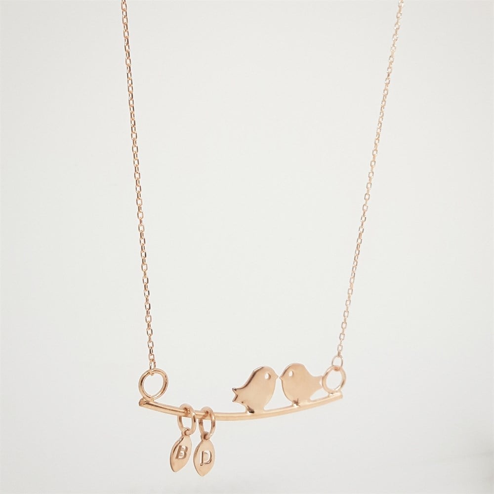 ÇUBUK AŞK KUŞLARI HARFLİ GÜMÜŞ KOLYE