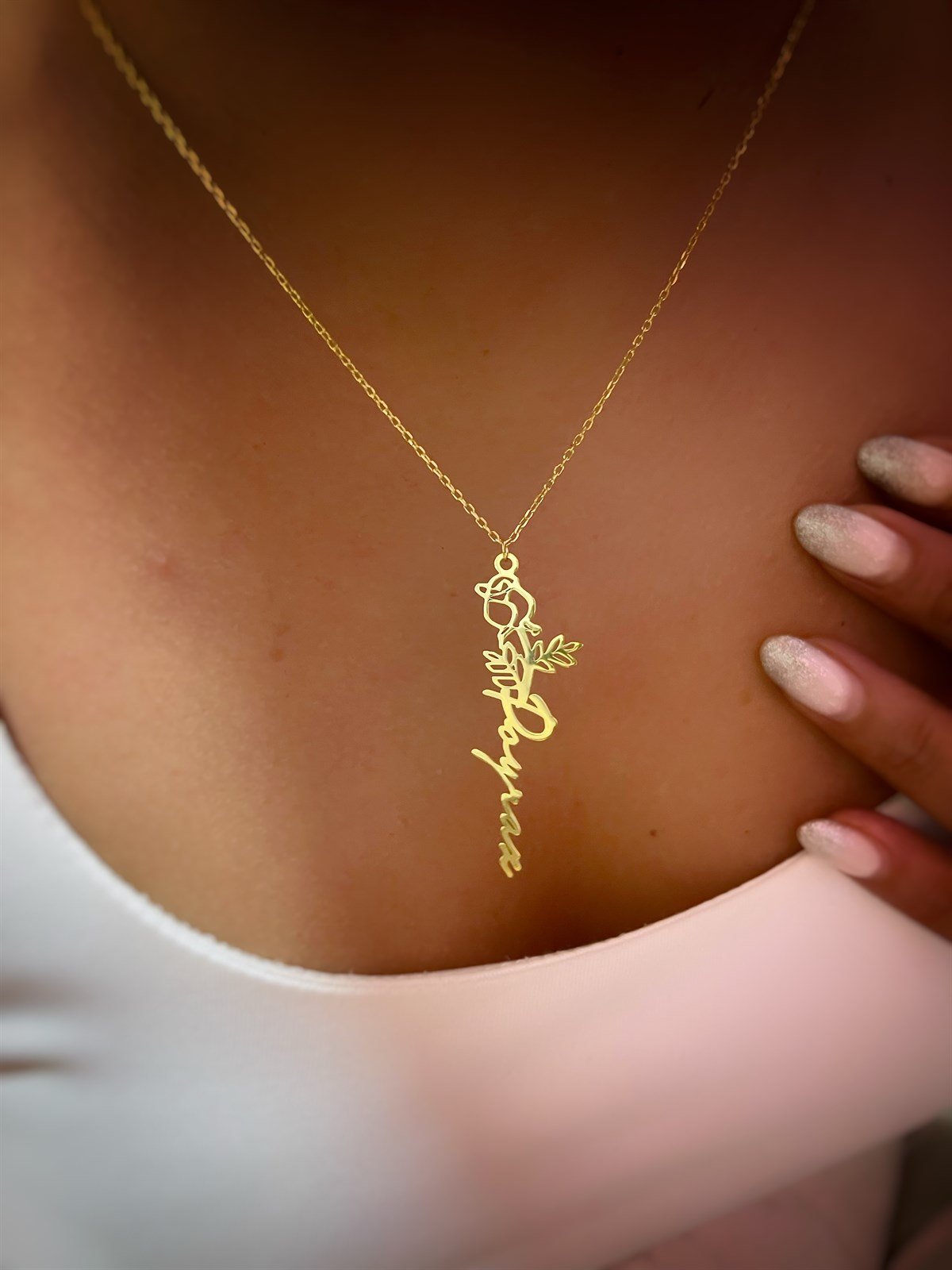 Doğum Çiçeği İsim Gümüş Kolye