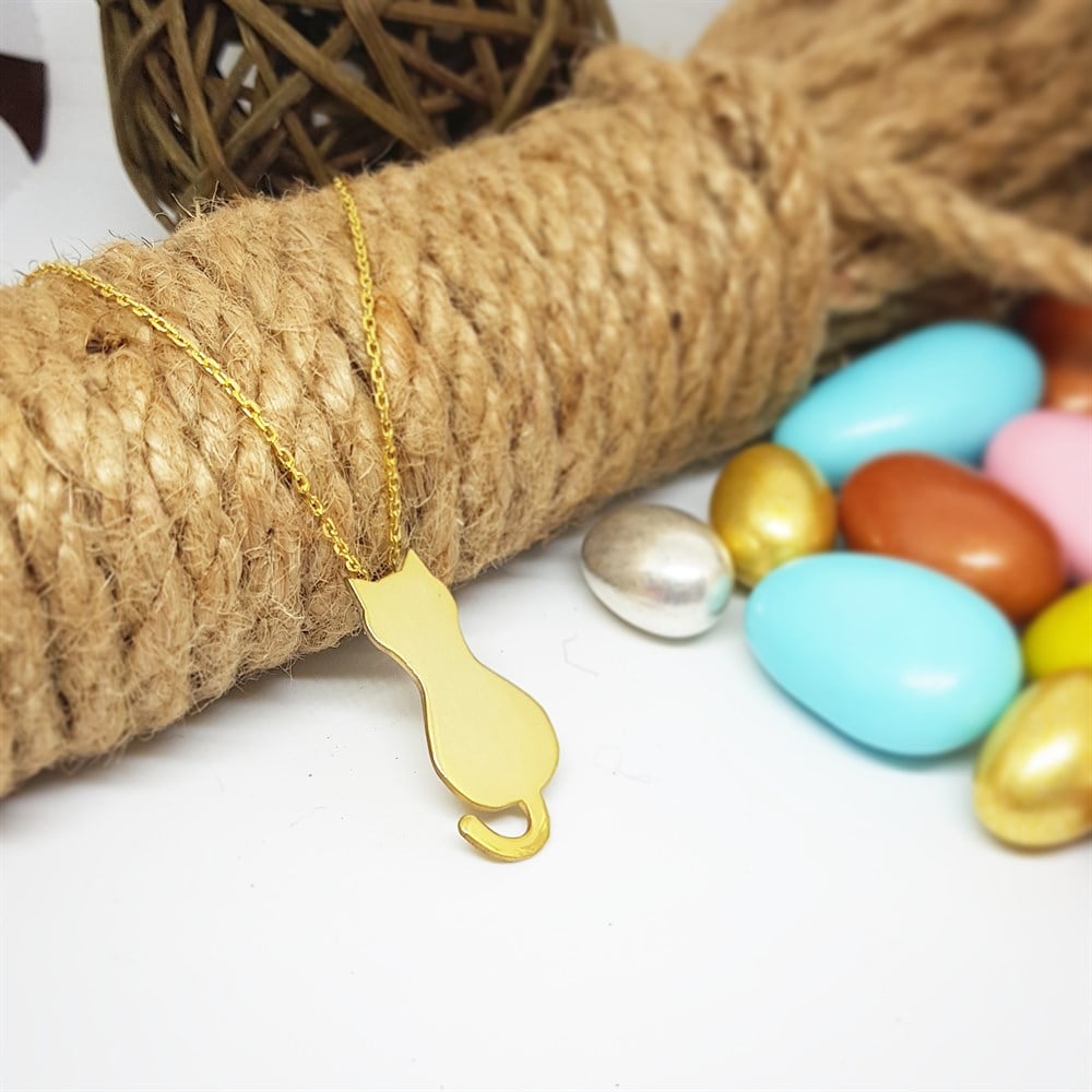 DÜŞÜNEN KEDİ GÜMÜŞ KOLYE