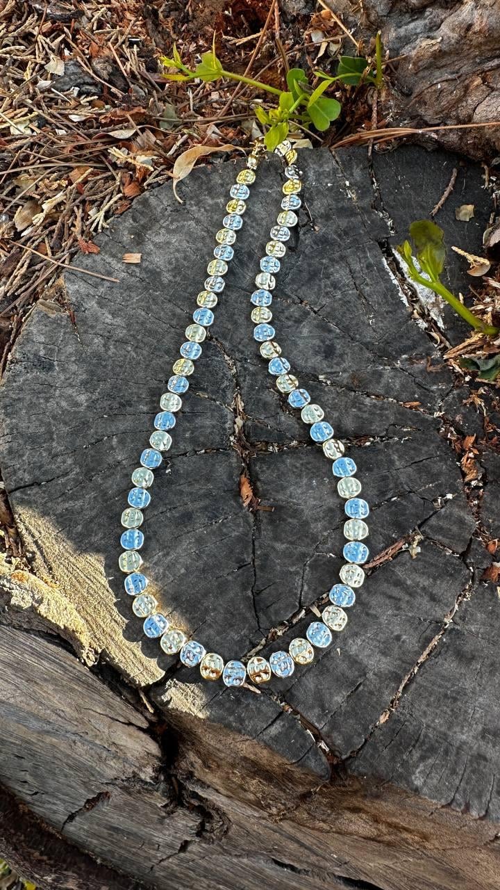 Ezme Plaka İki Renkli Kolye