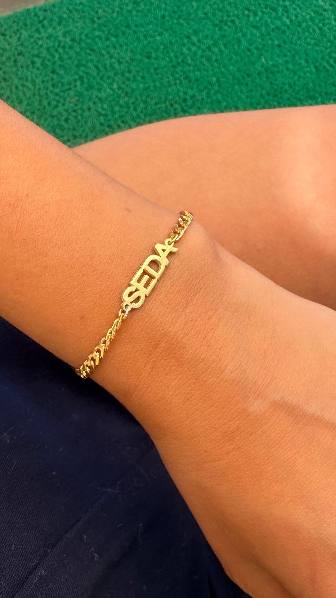 Gurmet Zincir İsim Gümüş Bileklik