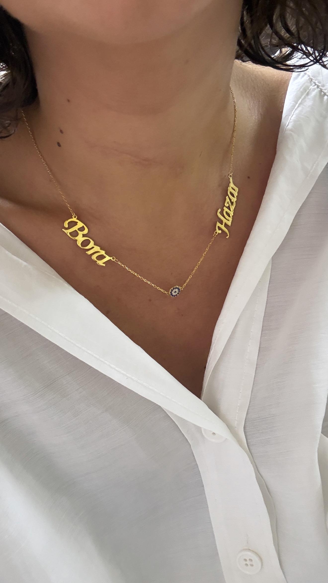 İki İsim Nazar Boncuklu Kolye