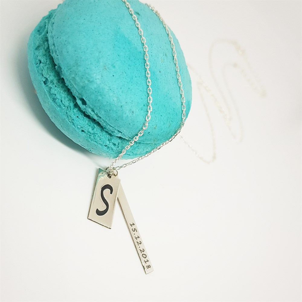 İKİLİ ÇUBUK ERKEK MODEL GÜMÜŞ KOLYE