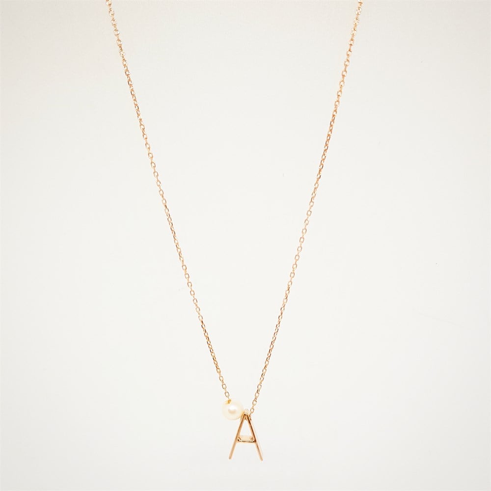 İNCİLİ HARF GÜMÜŞ KOLYE