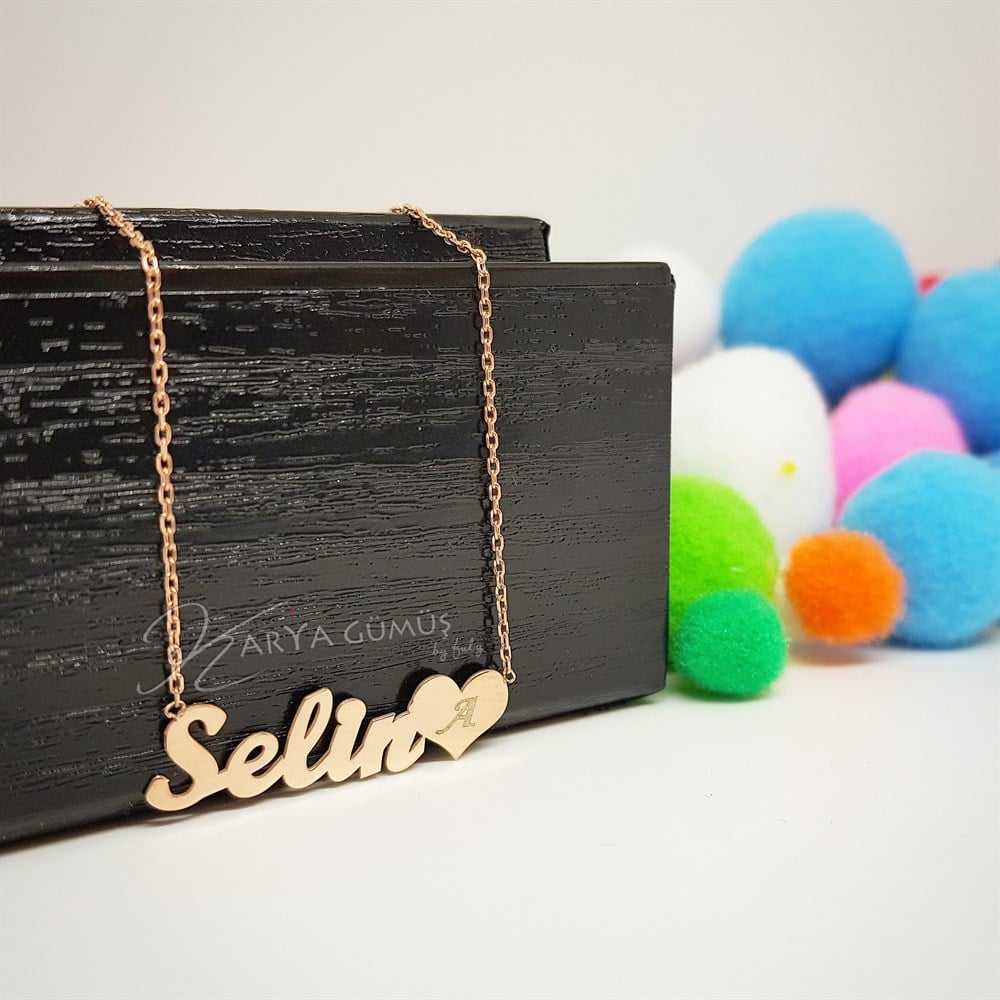 İsim Kalp Harfli Gümüş Kolye