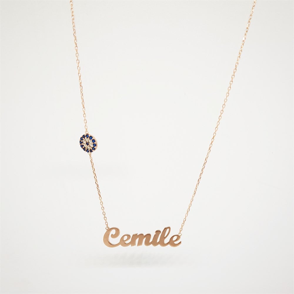 İSİM NAZAR BONCUĞU GÜMÜŞ KOLYE