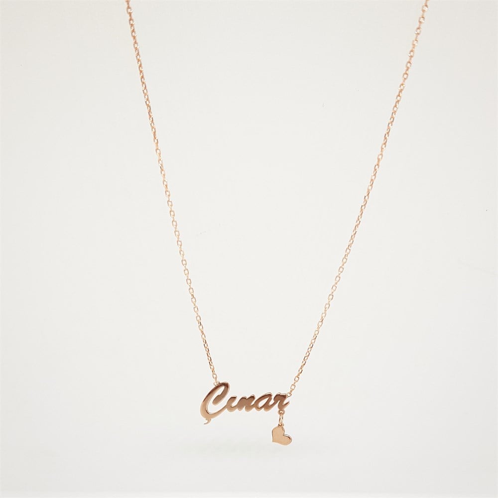 İSİM SALLANTILI KALP GÜMÜŞ KOLYE