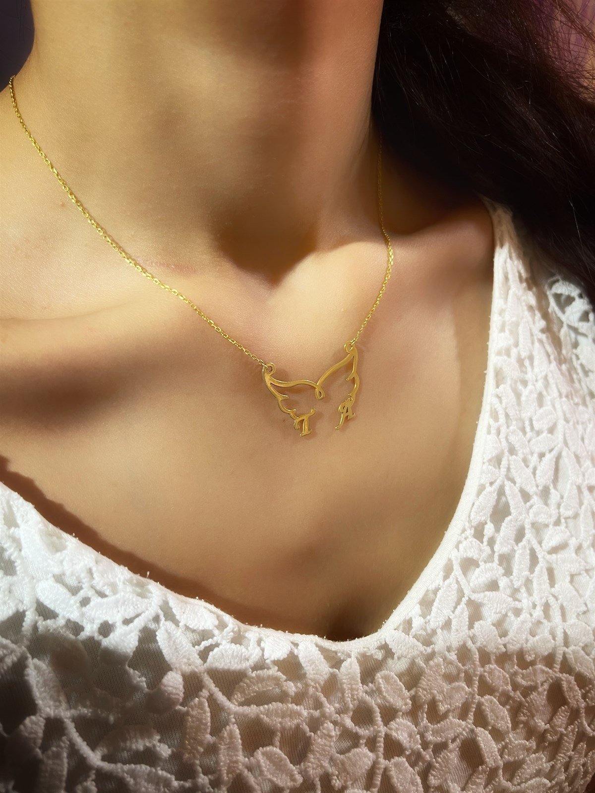 Melek Kanadı Harf Gümüş Kolye 