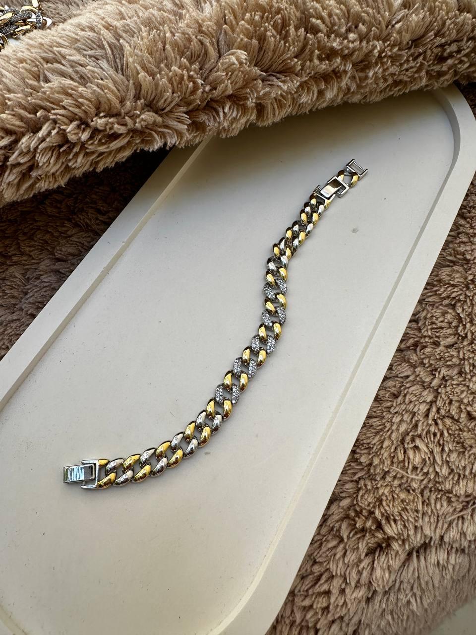 Ortası Zirkon Taşlı Gurmet Zincir Bileklik