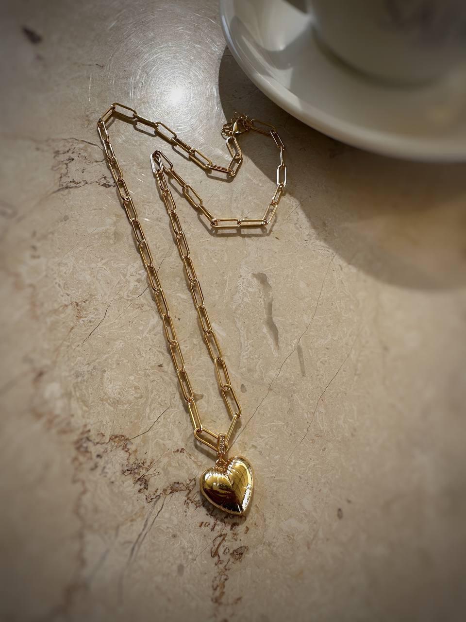 Özel Seri Ataç Zincir Tombul Kalp Çelik Kolye