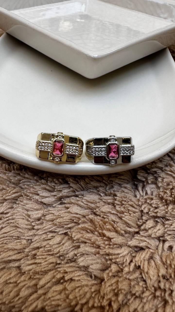 Pembe Baget Taşlı Şövalye Yüzük 