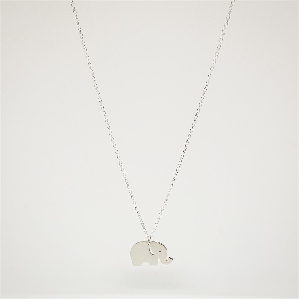 PLAKA FİL GÜMÜŞ KOLYE