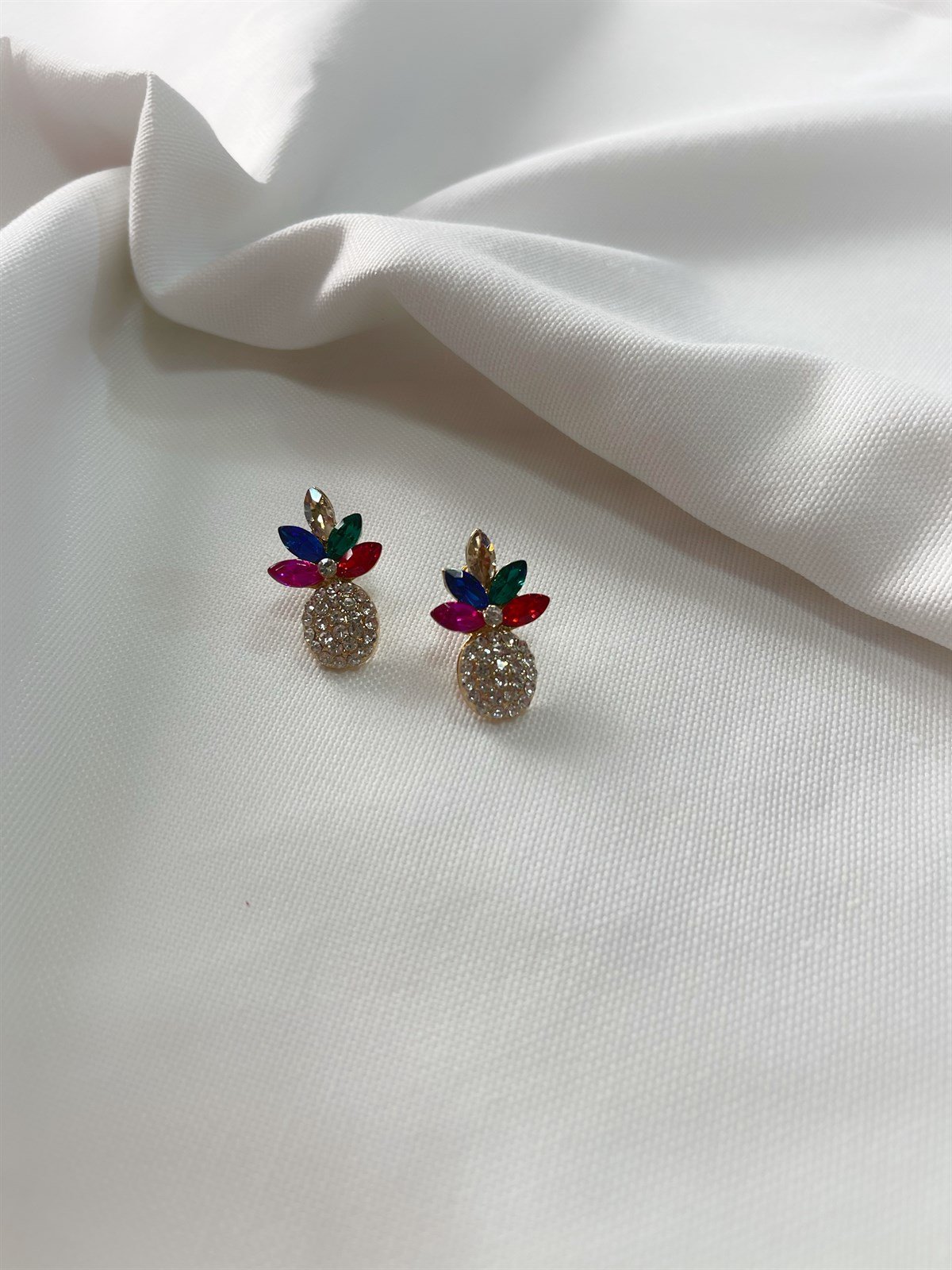 Renkli Taşlı Ananas ByFuly Küpe