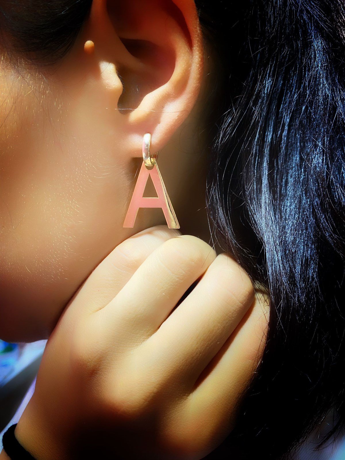 Tasarım Halka Harf Gümüş Küpe