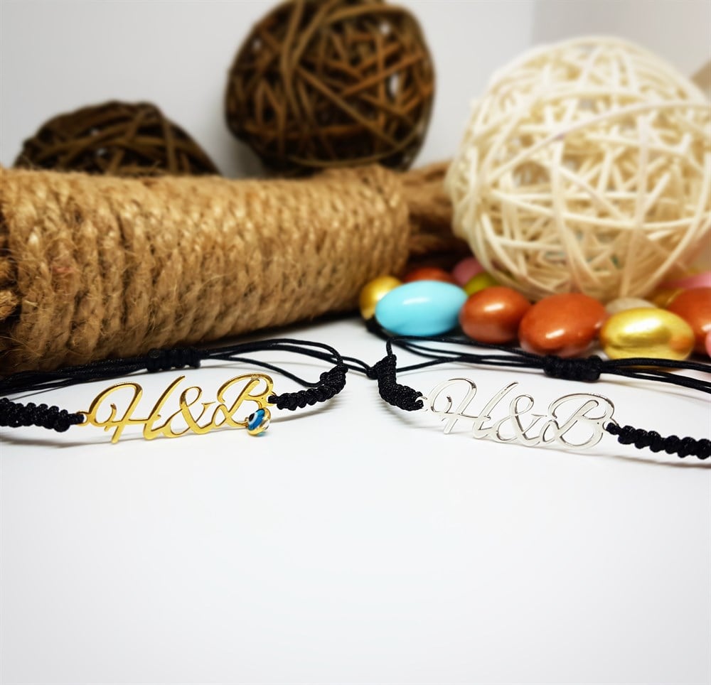 TASARIM HARFLİ GÜMÜŞ KOMBİN BİLEKLİK