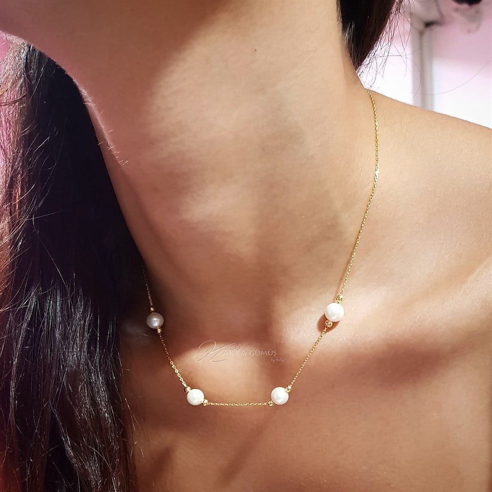 Tasarım İnci Gümüş Kolye