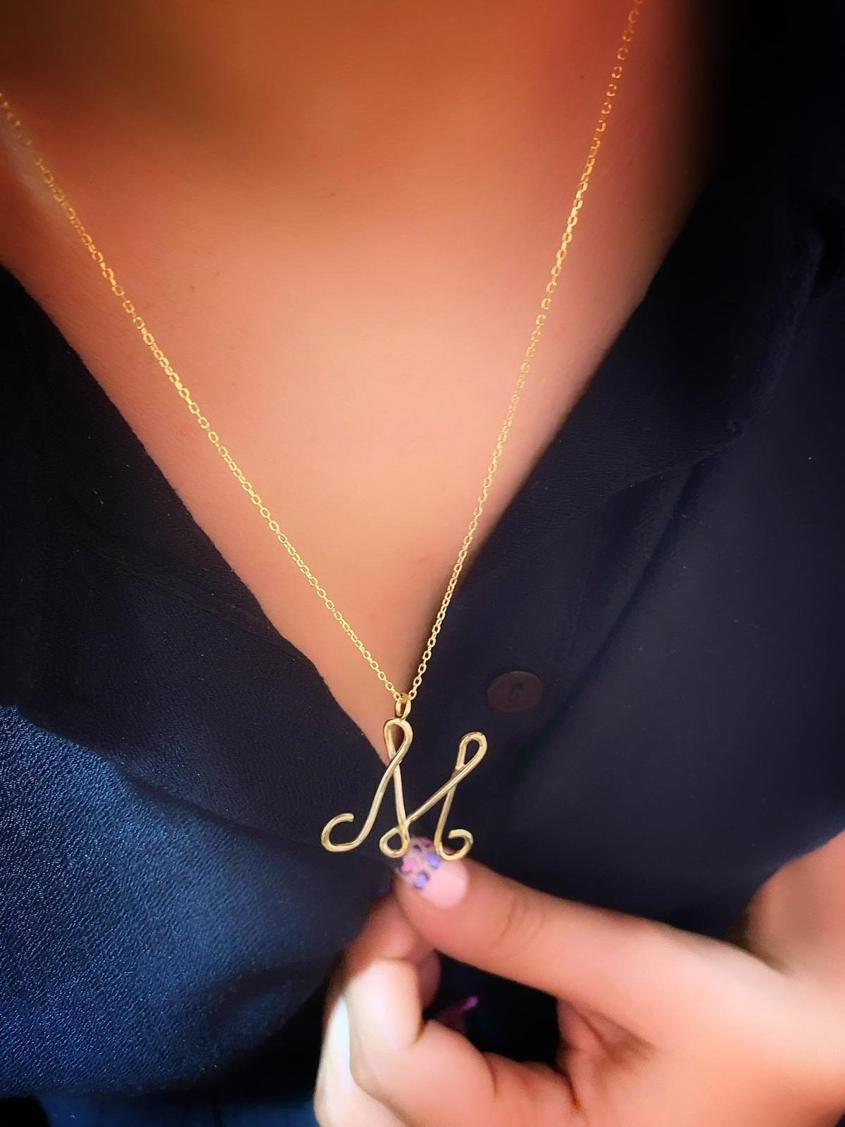 Tasarım Tel Bükme Harf Gümüş Kolye