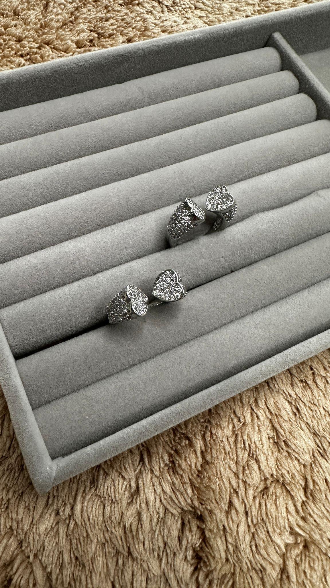 Tasarım Zirkon İkili Kalp Yüzük