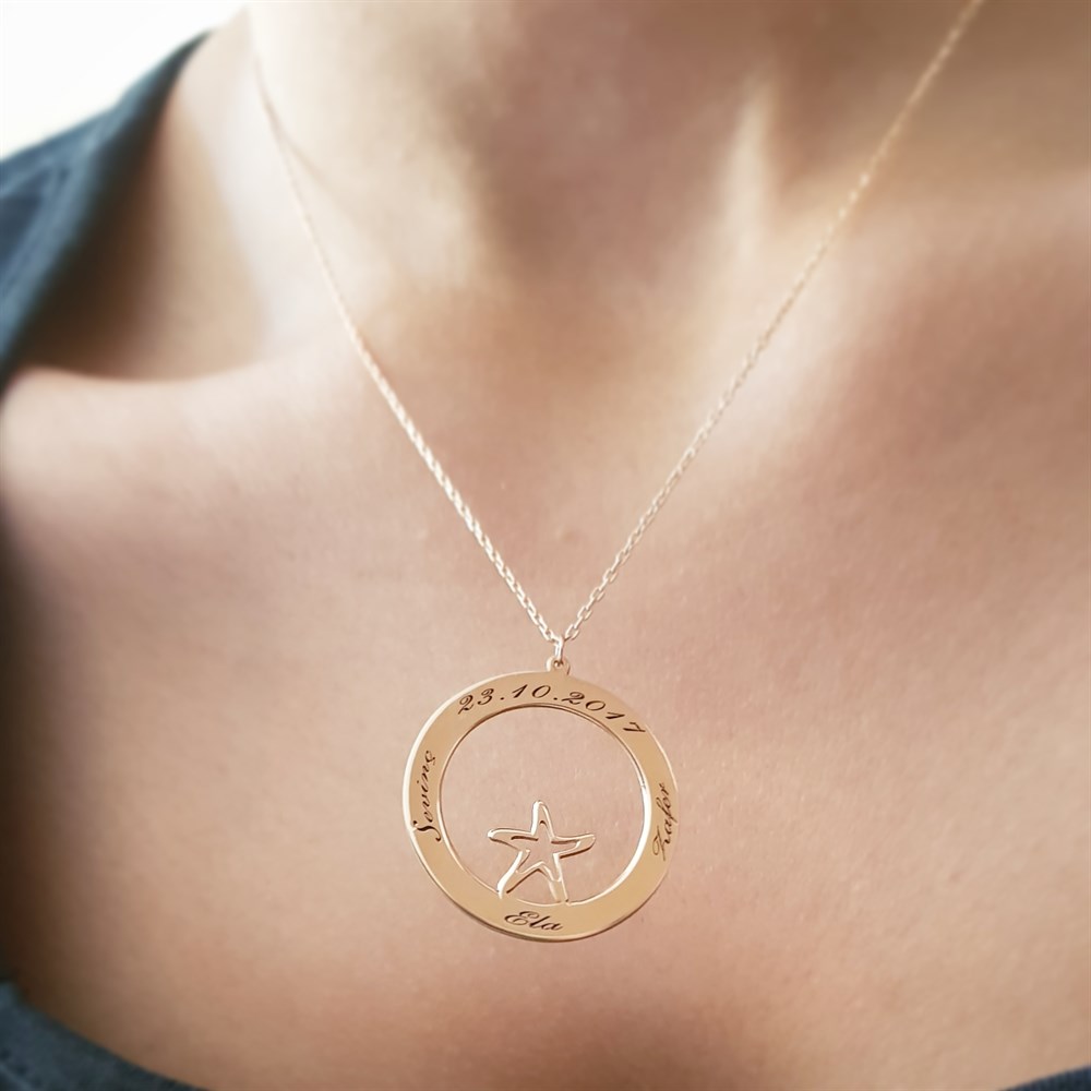 YENİ ÇEMBER DENİZ YILDIZI İSİMLİ GÜMÜŞ KOLYE