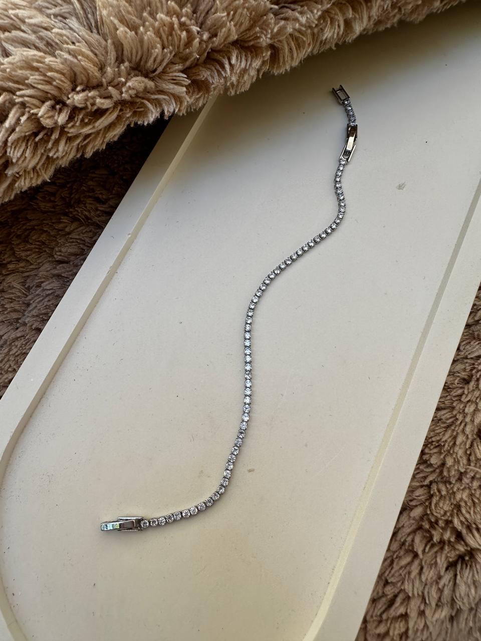 Zirkon Taşlı Suyolu Çelik Bileklik 