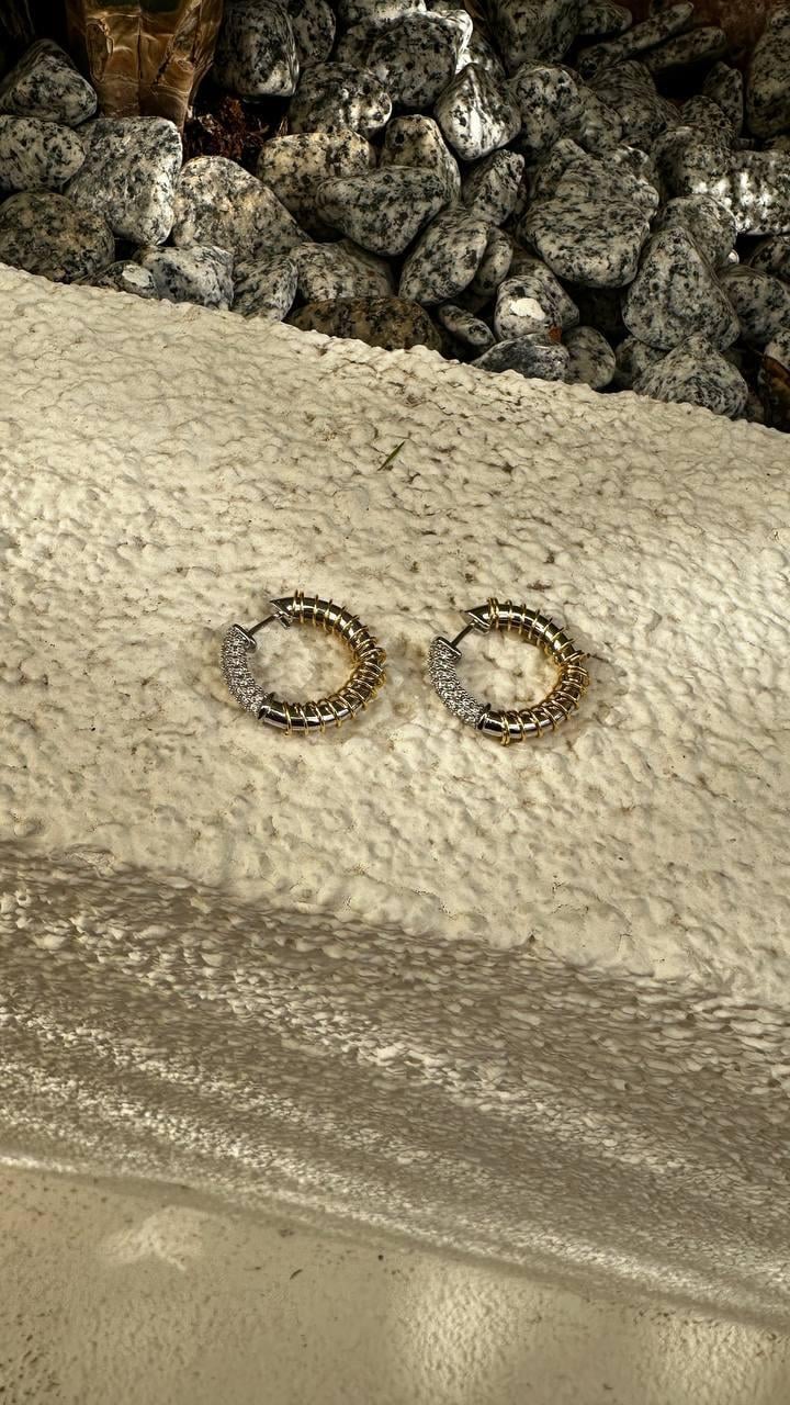 Zirkon Taşlı Tasarım Halka Küpe