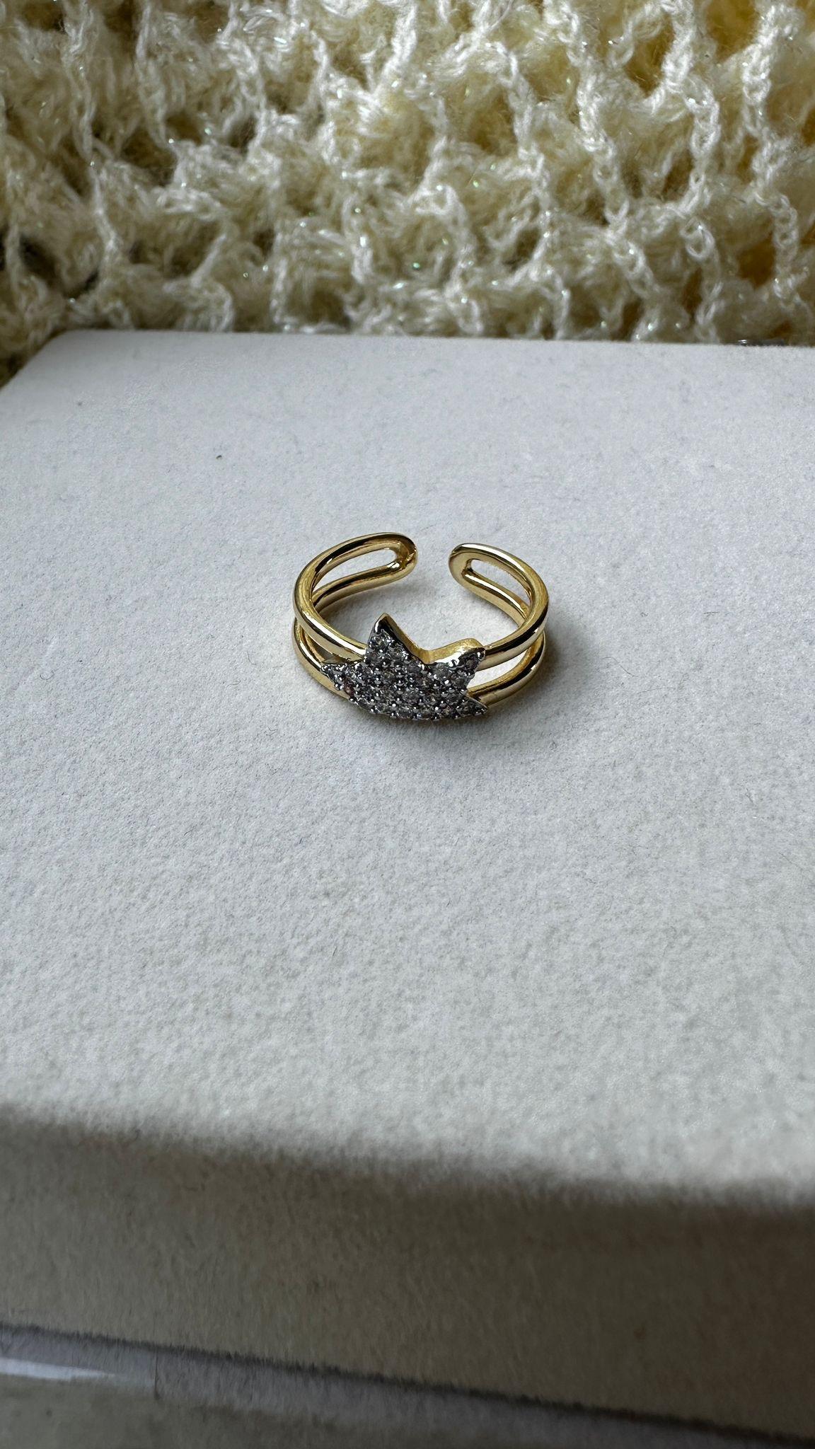 Zirkon Taşlı Yıldız İki Sıra Yüzük