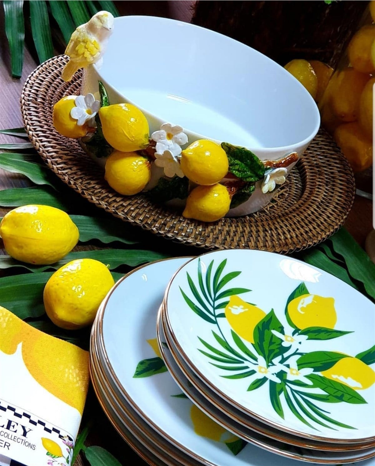 LİMONLU KUŞLU KASE 22 CM