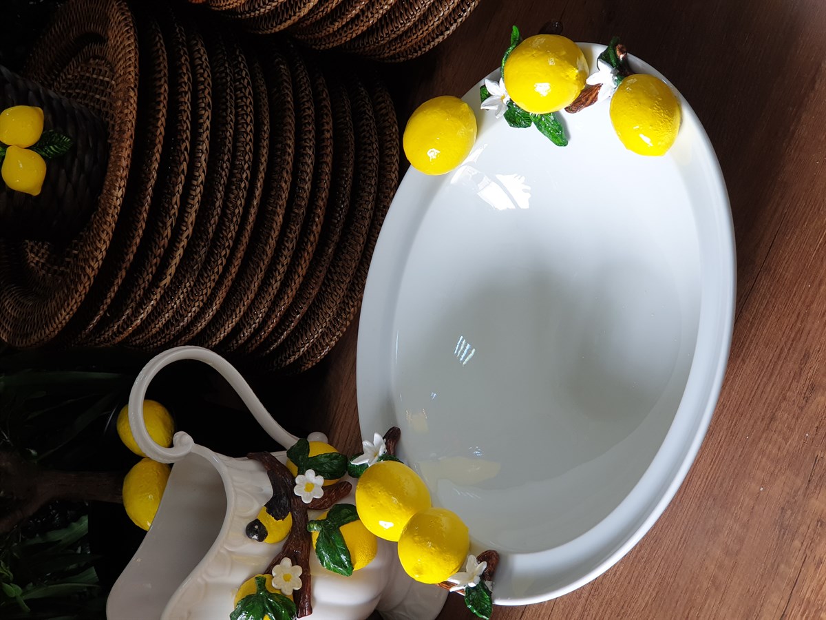 LİMONLU KUŞLU KASE 35 CM
