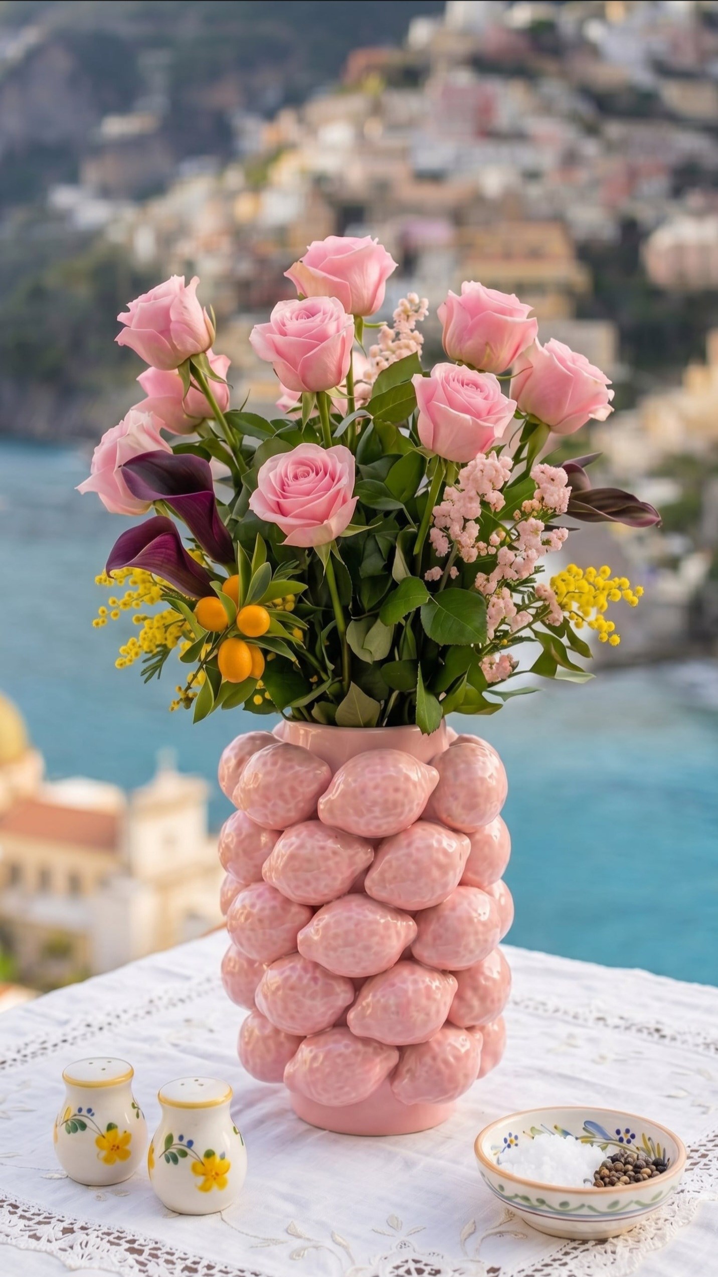 Limonlu pembe vazo 26 cm