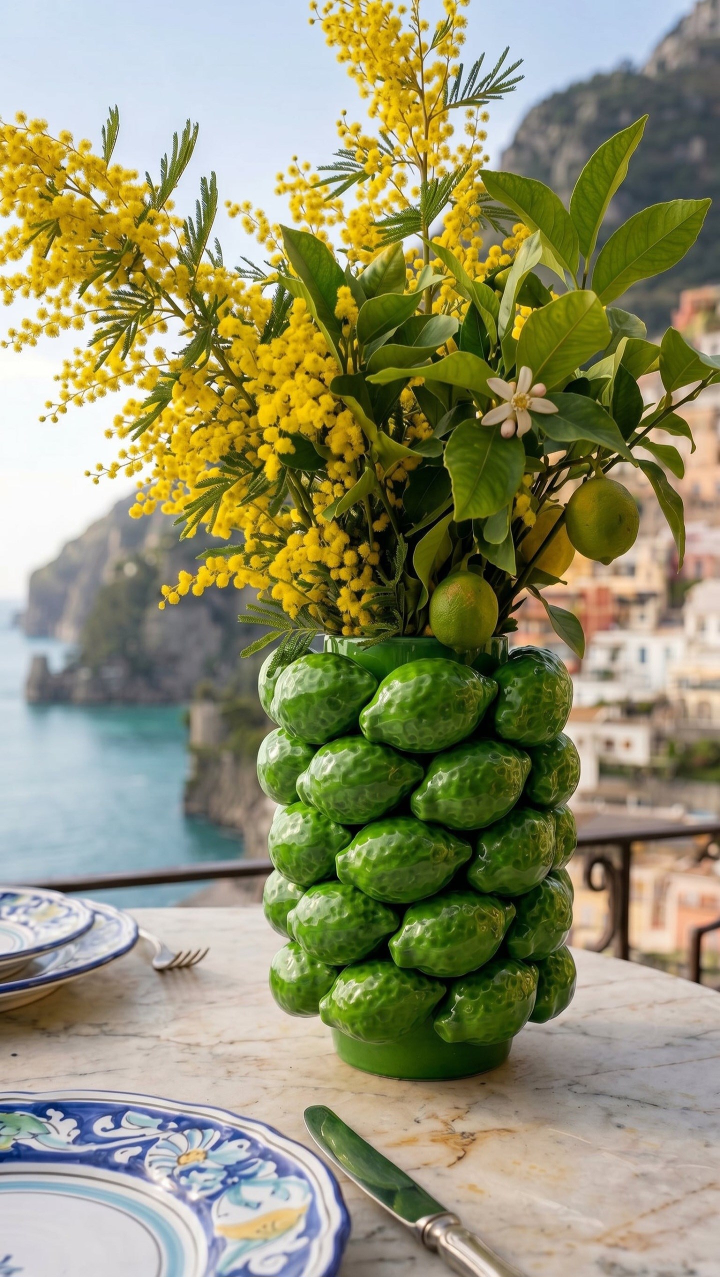 limonlu vazo yeşil 27 cm