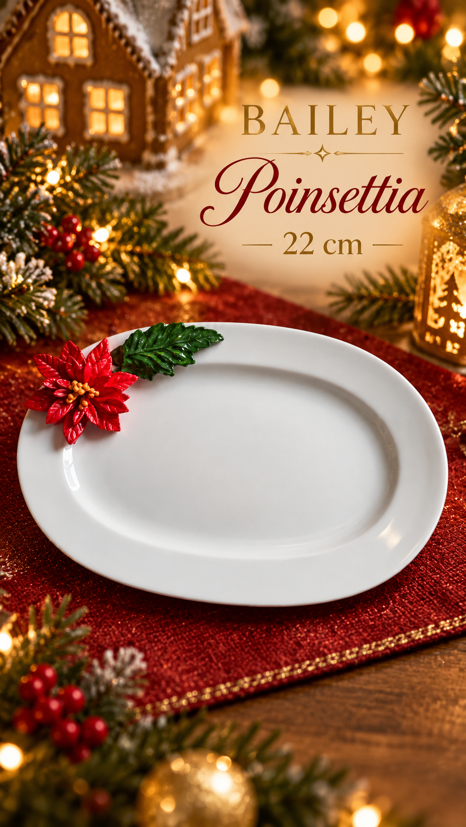 poinsettia kayık tabak 22 cm