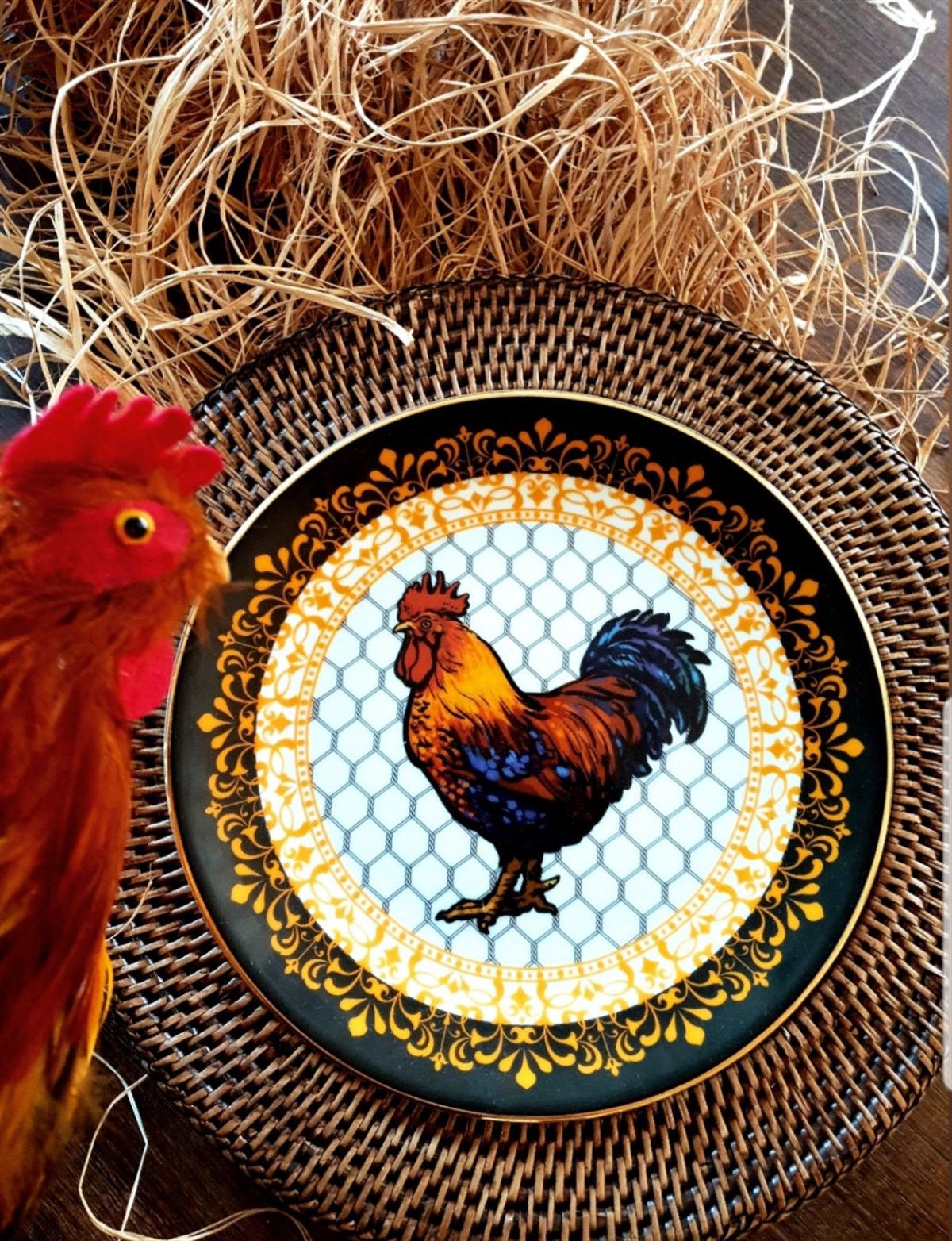 ROOSTER TABAK SİYAH 23 CM