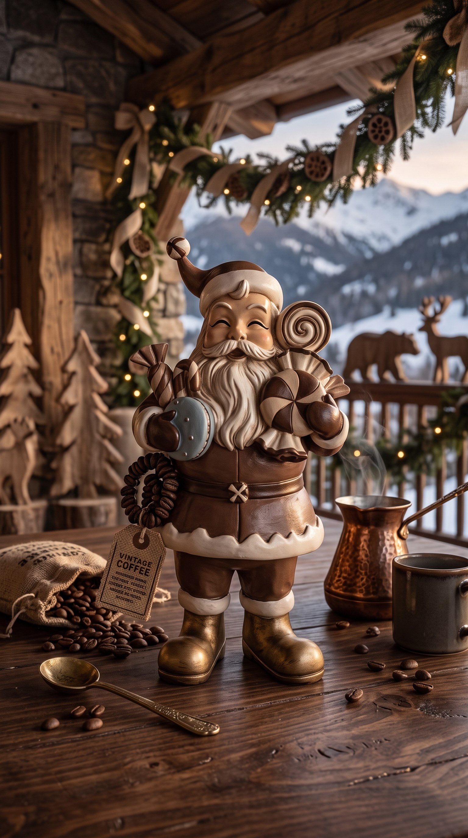 Santa dekor 32 cm chokolate