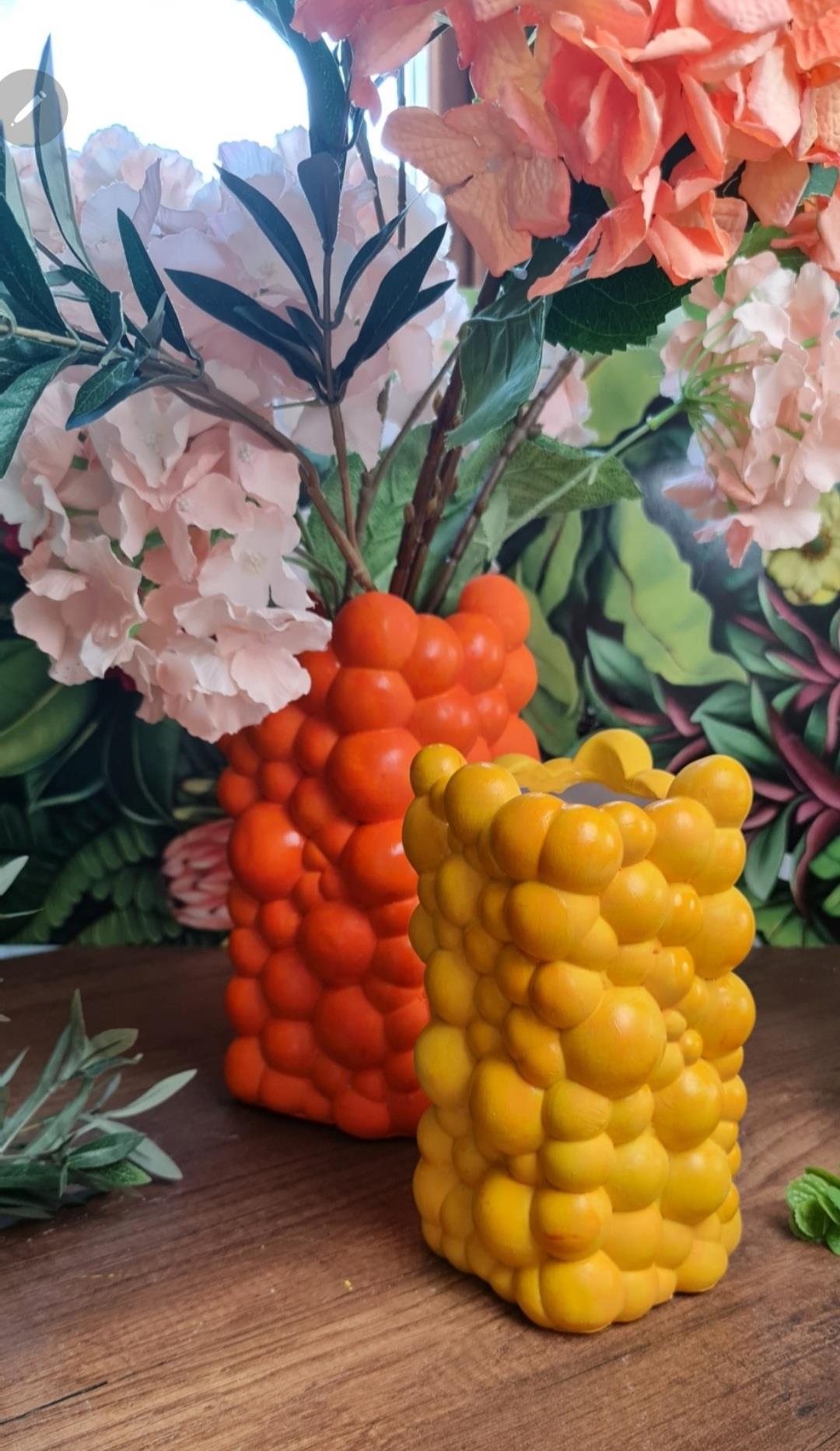 bubble vazo oranj sarı 21 cm