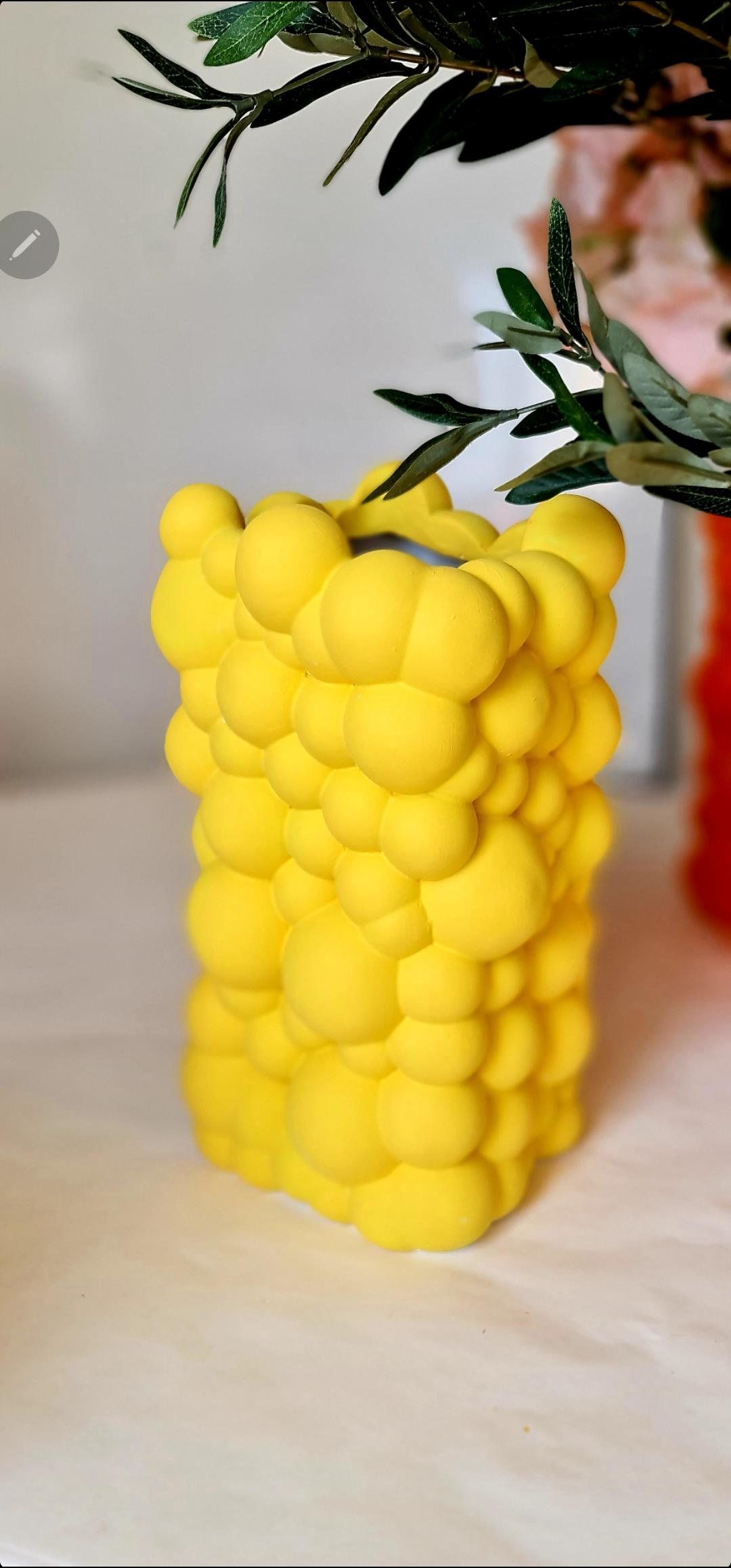 bubble vazo sarı 28 cm