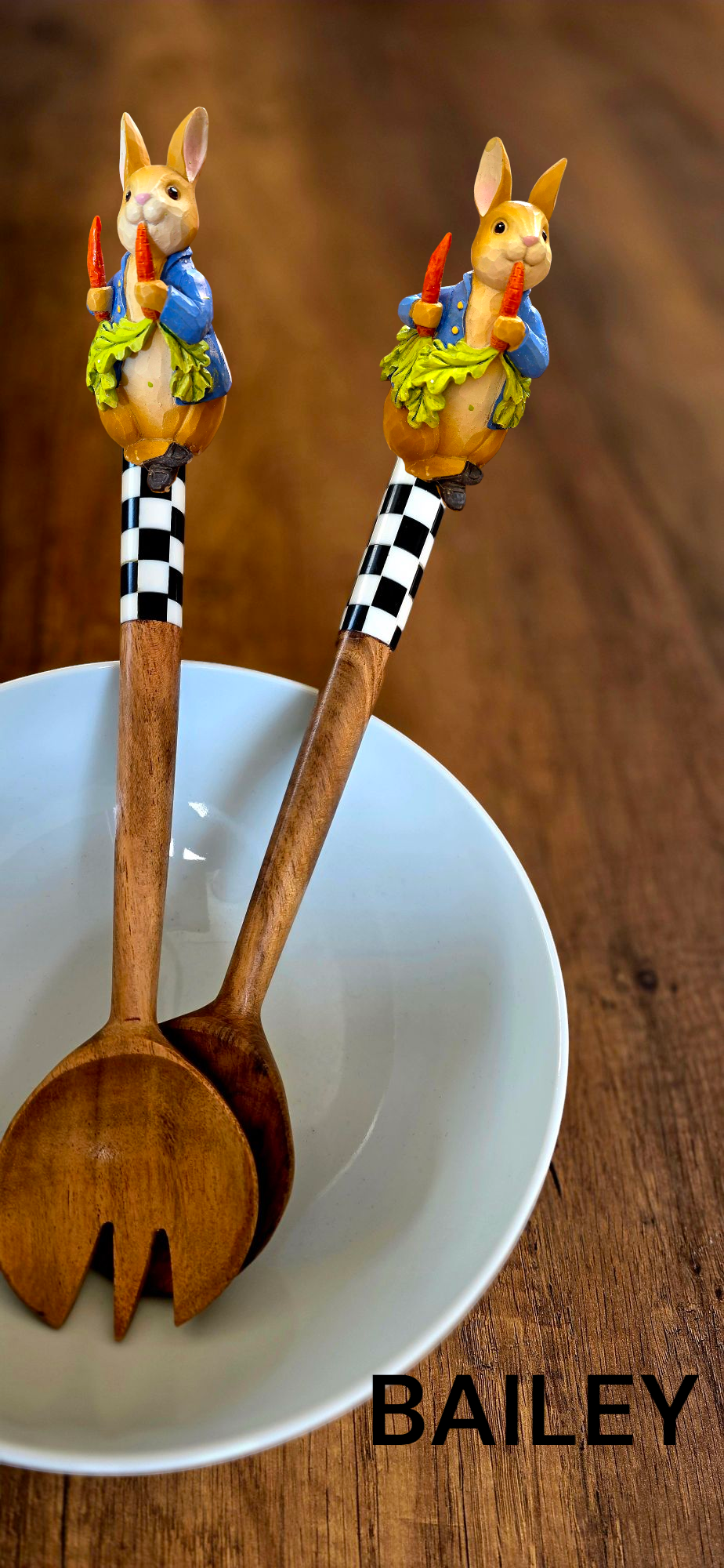 bunny ahşap salata servis 2 li