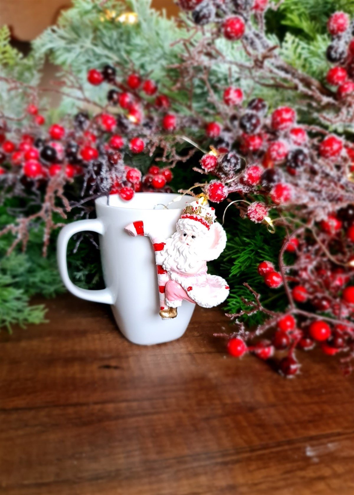 candy cane santa pink mug