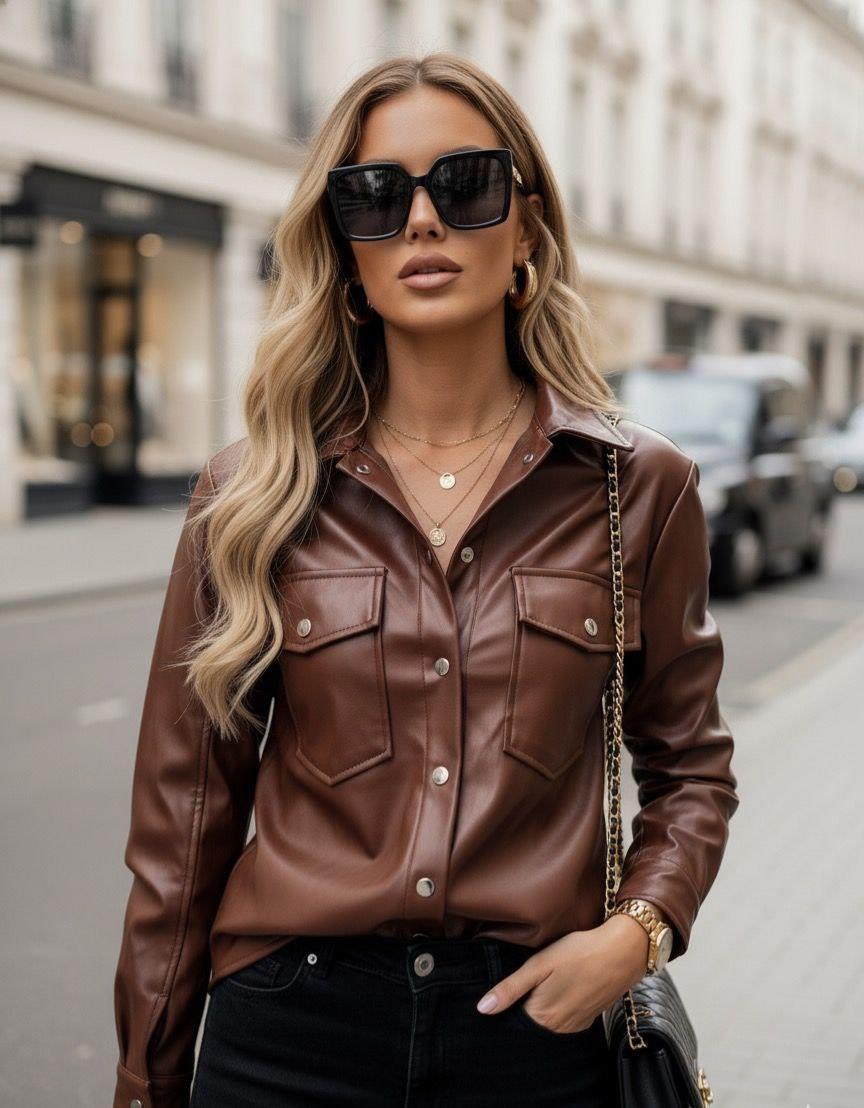 deri gömlek tobacco