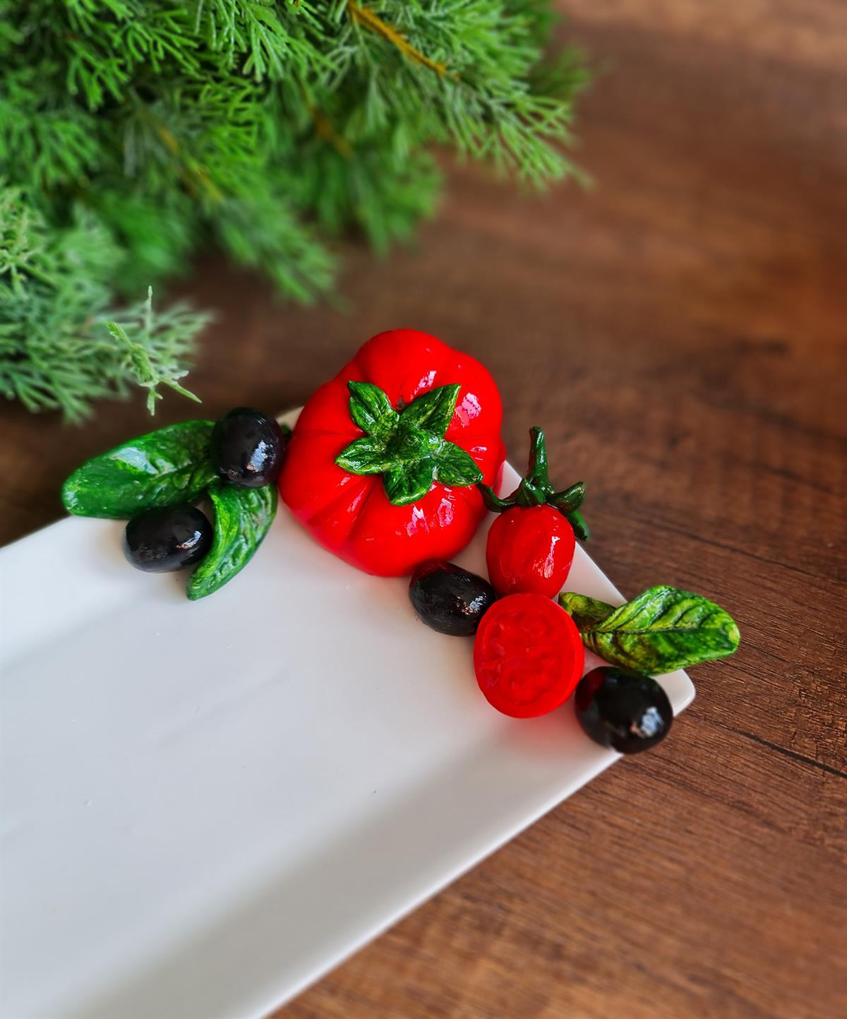 Domates dikdörtgen salata servis