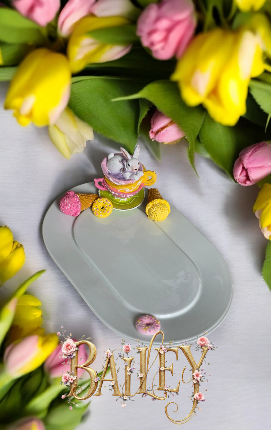 fincanlı tavşan flat tabak 34 cm