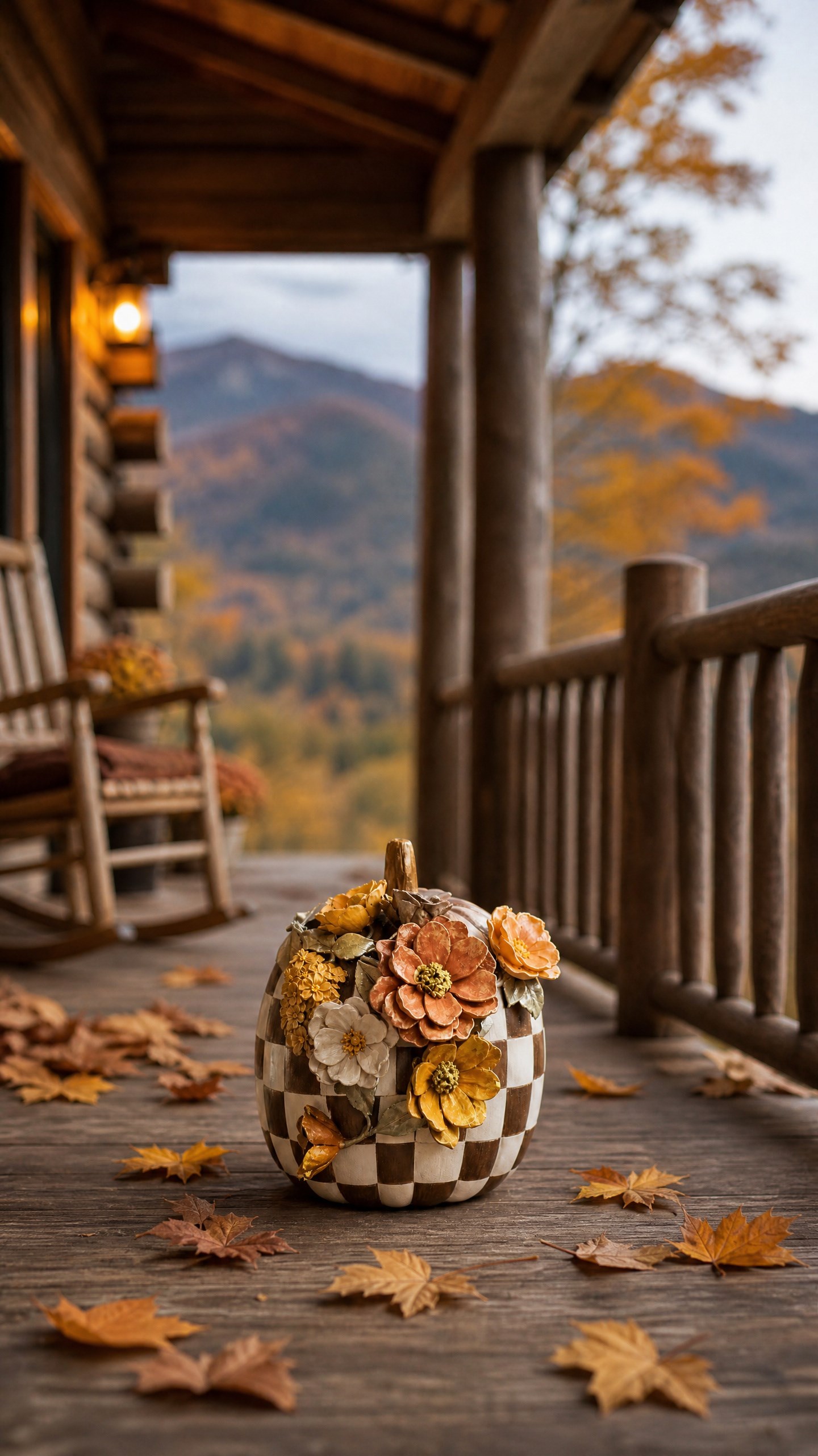 flower pumpkin degrade brown 27 cm