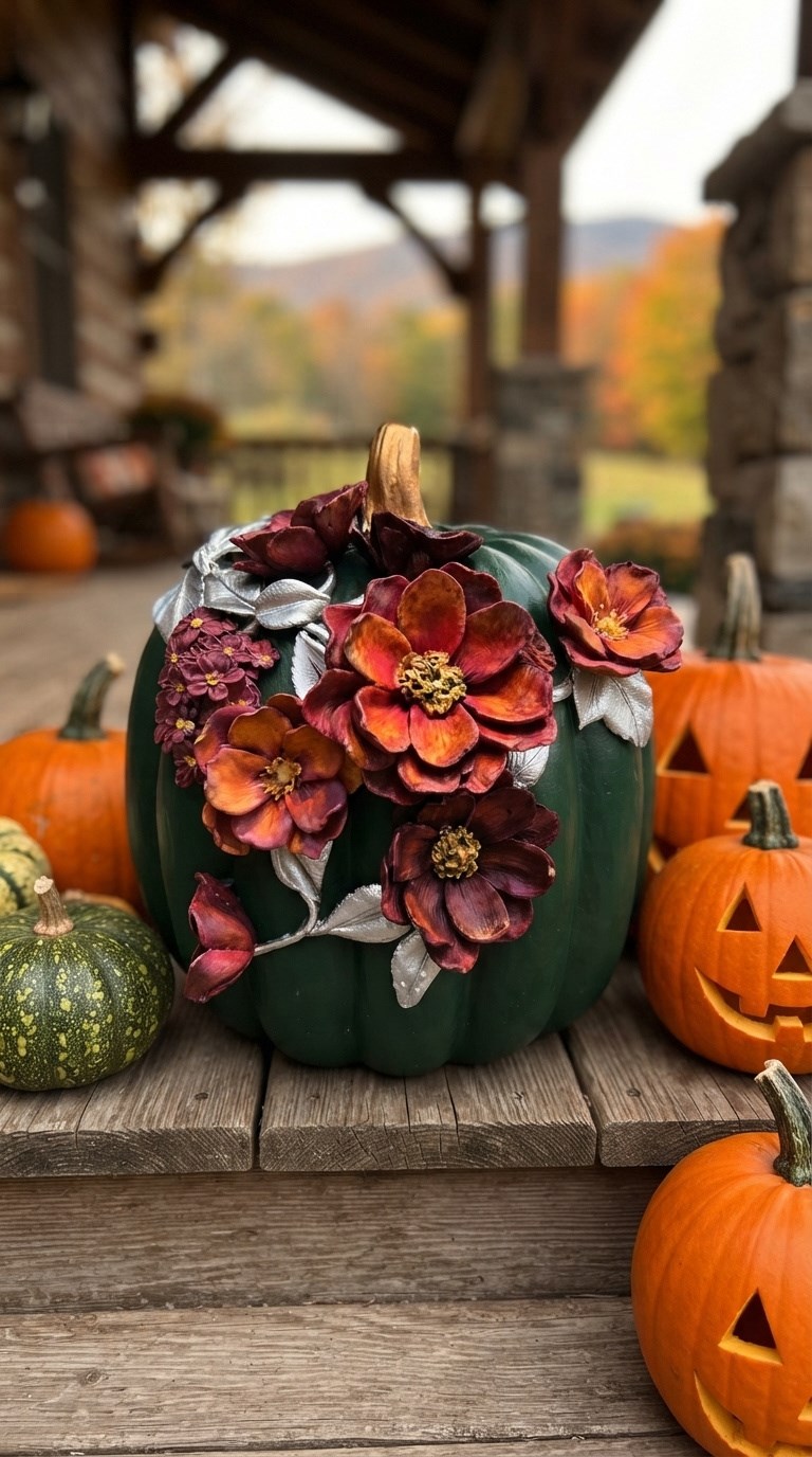 flower pumpkin degrade green 27 cm