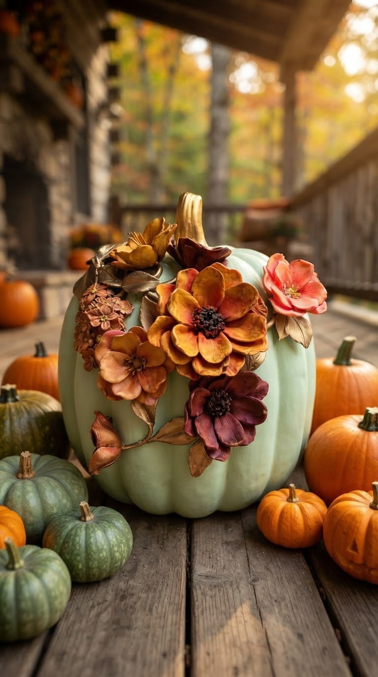 flower pumpkin degrade green 27 cm