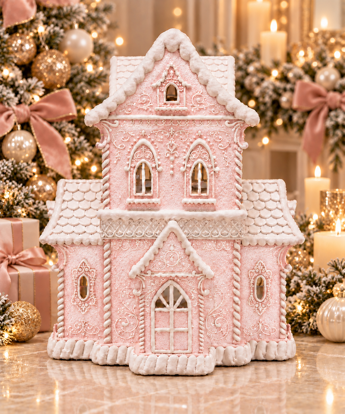 gingerbread houses pink 32 cm