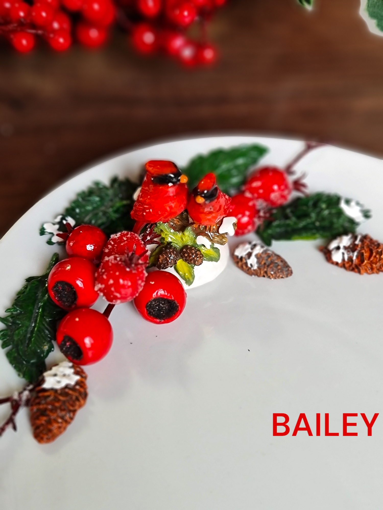 Holly&Pine Christmas porselen tabak 30 cm